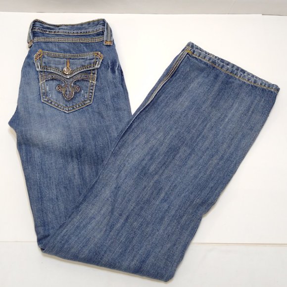 VF Jeanswear Women's 3x34 Low Rise Flared Legs With Silver & Gold Mini-Studs EUC - Picture 3 of 7